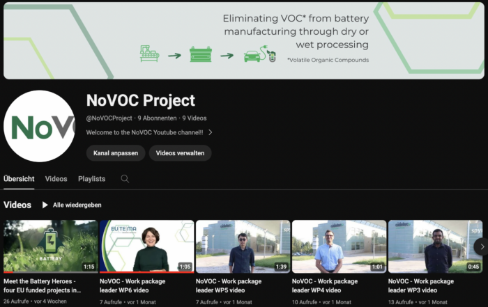 A screenshot of the NoVOC YouTube channel
