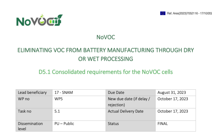 screenshot of the NoVOC D5.1 deliverable report
