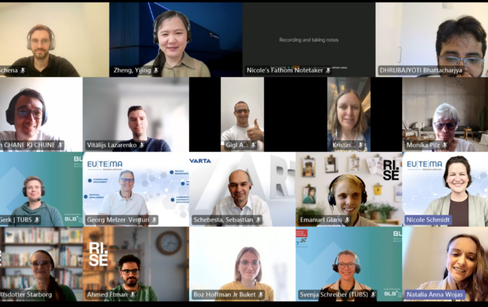 A group of people in an online meeting